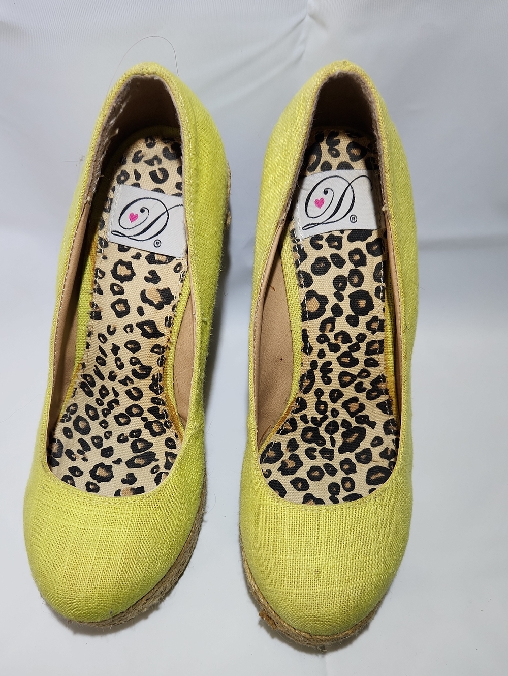 My Delicious Glow Yellow Neon Linen Espadrille Wedges - Size 6 - Picture 5 of 10